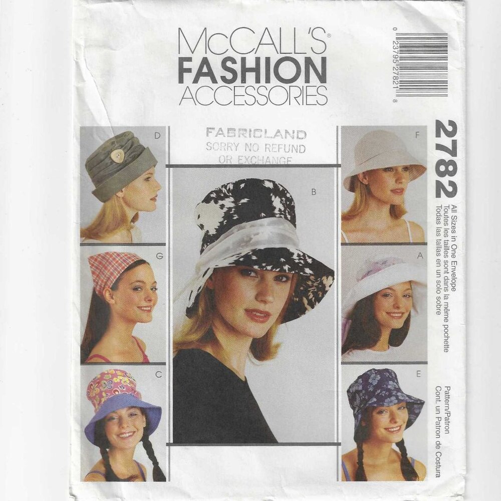 McCall's Fashion Accessories Pattern 2782 - Seven Hat Styles for Women - Used